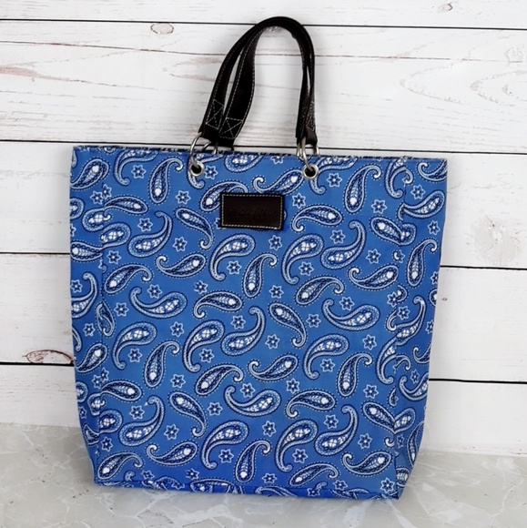 Neiman Marcus Handbags - Neiman Marcus Blue Paisley Tote